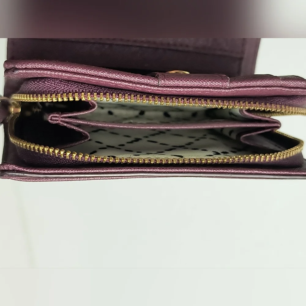 Kate Spade Folding Wallet Zip Snap Eggplant Vintage Y2K